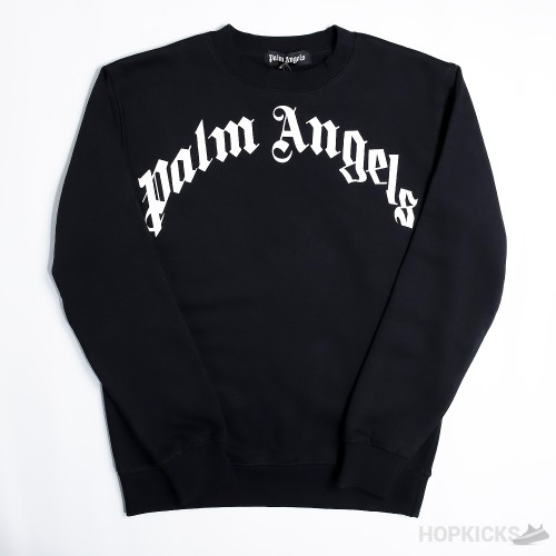 Palm Angels Curved Logo Black Sweatshirt